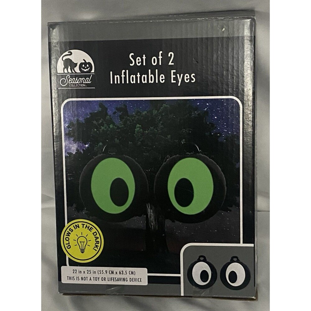 Halloween 2-Inflatable Eyes Indoor/Outdoor Spooky Glow In The Dark 22" x 25" New